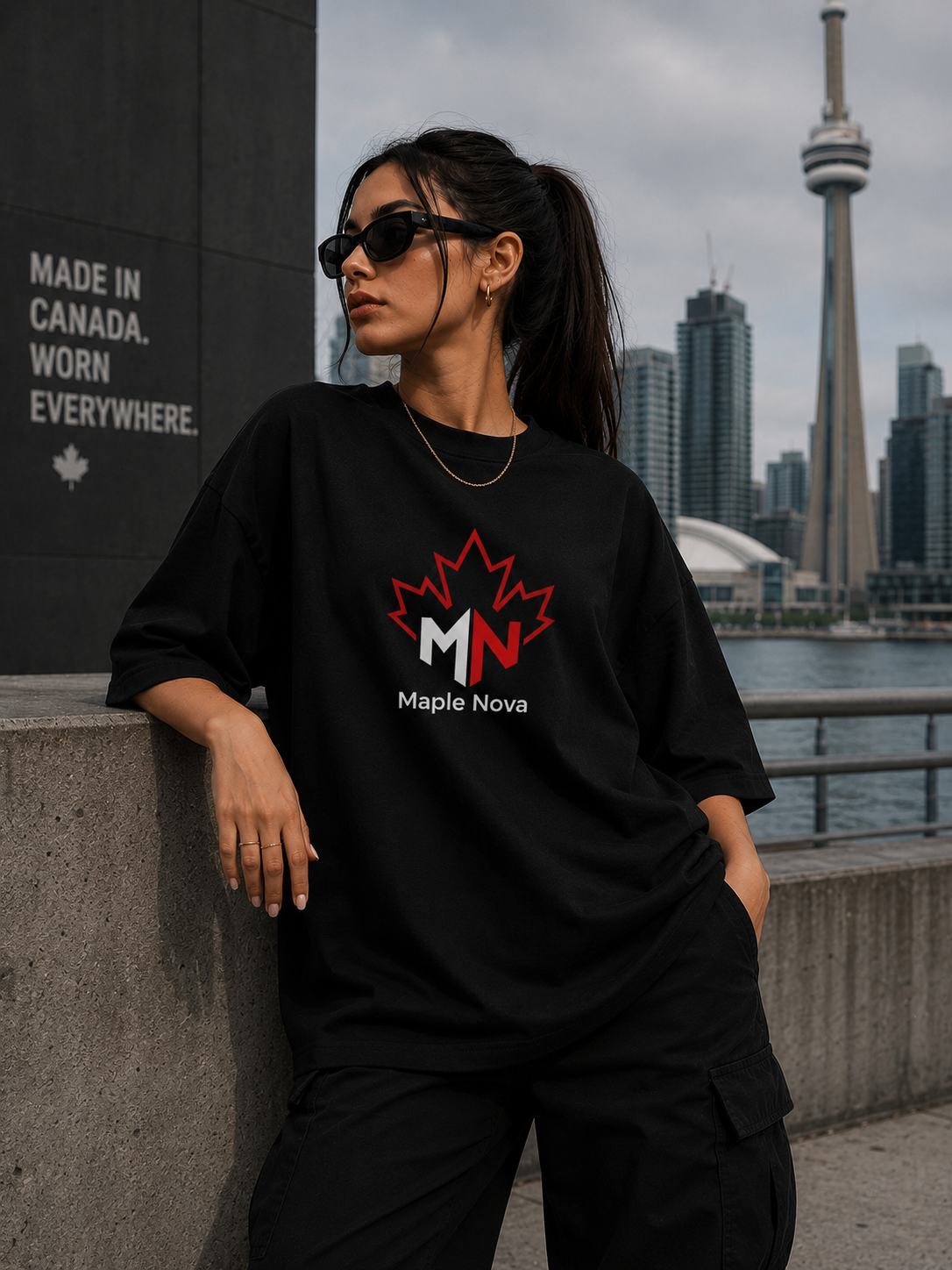 Women's Oversized Tee – Jet Black
