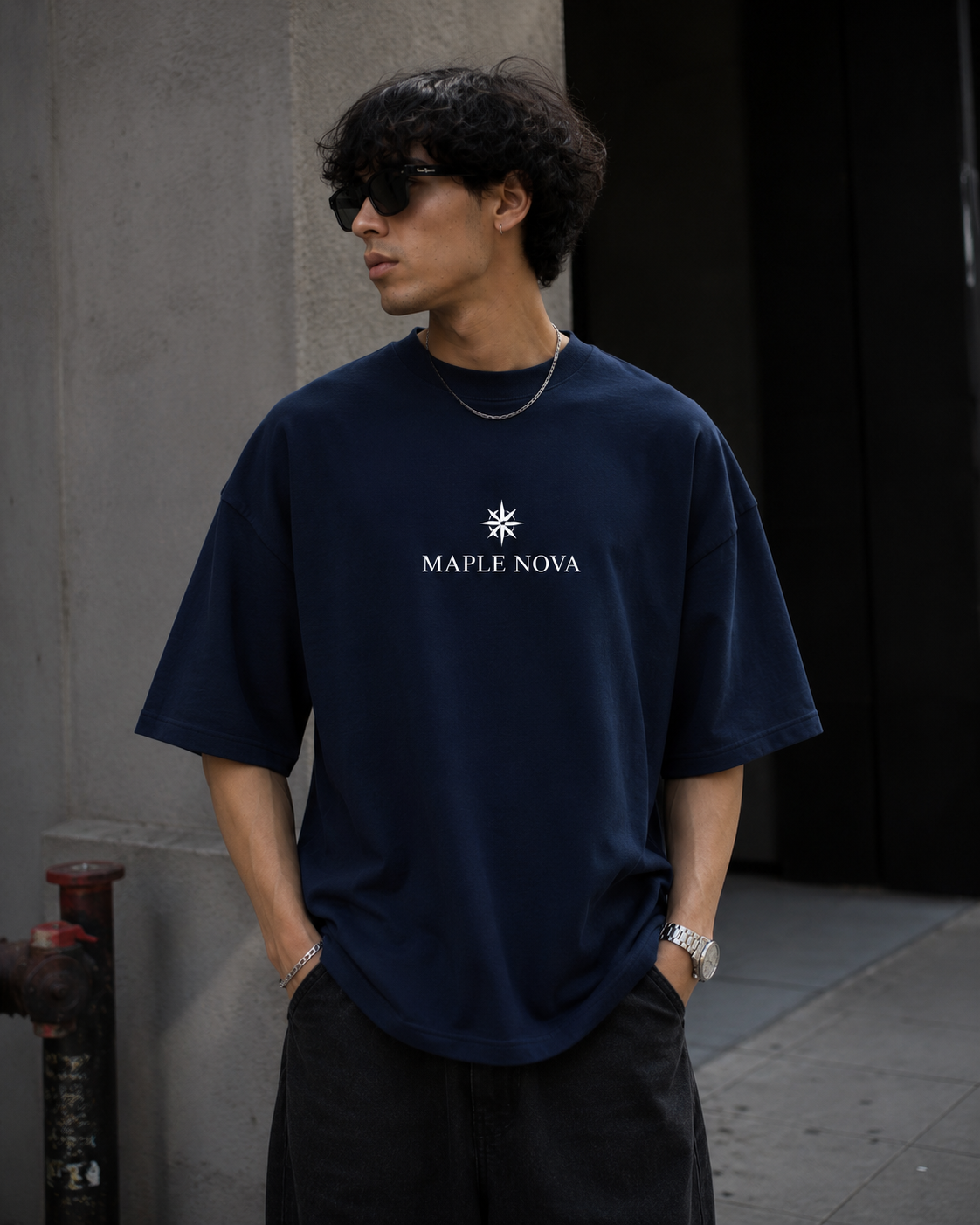Oversized Tee – Navy Blue