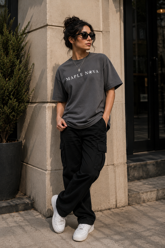 Women's Oversized Tee – Charcoal Grey