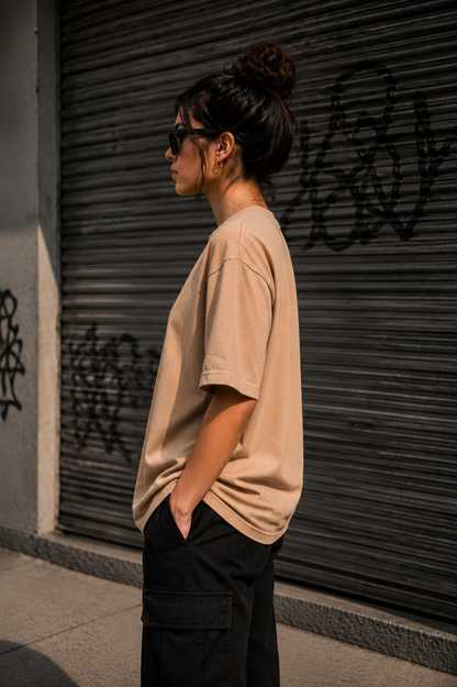 Women's Oversized Tee – Sand Beige
