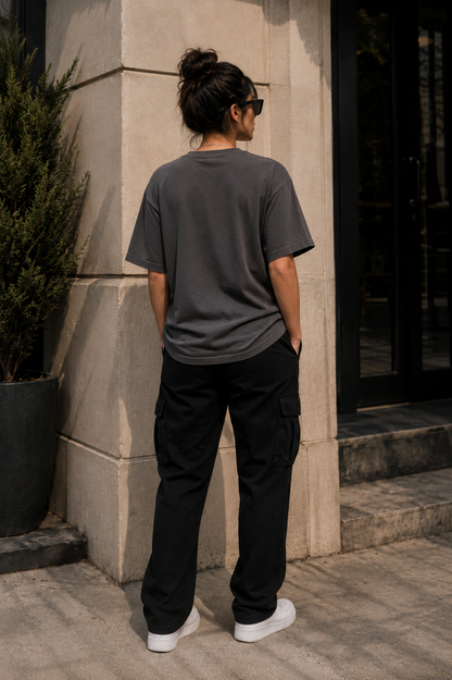 Women's Oversized Tee – Charcoal Grey