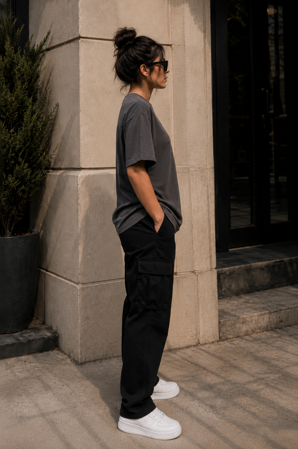 Women's Oversized Tee – Charcoal Grey
