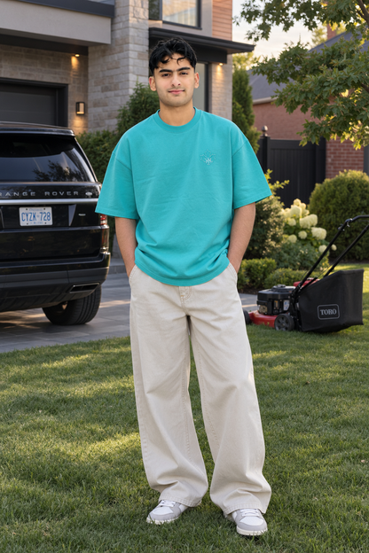 Oversized Tee – Aqua Turquoise