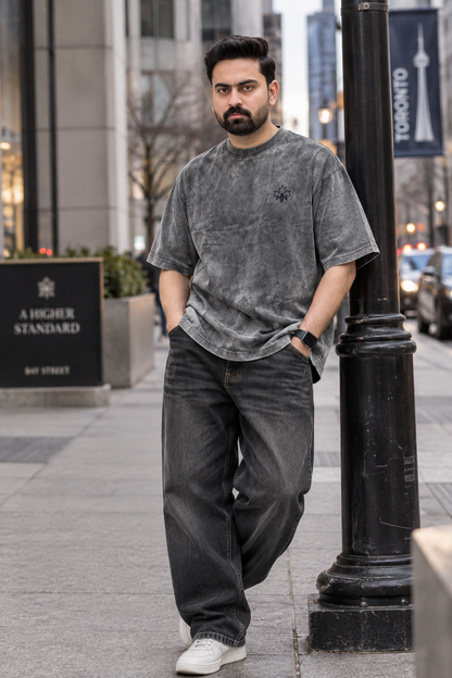 Oversized Tee – Washed Charcoal Grey