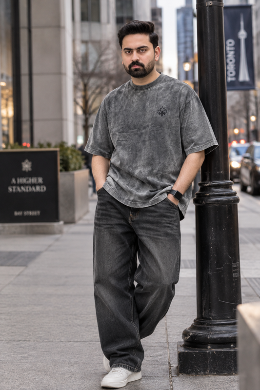 Oversized Tee – Washed Charcoal Grey